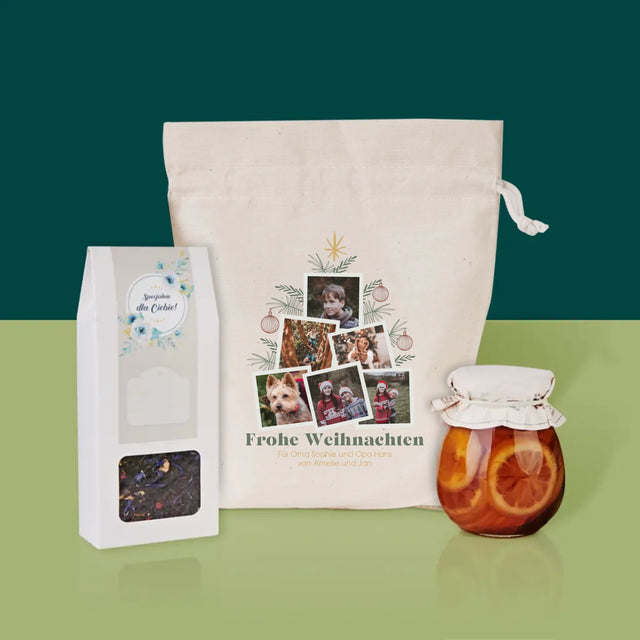 Fotocollage: Weihnachtsbaum - Tee-Geschenkset
