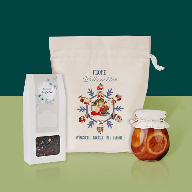 Form-Collage: Schneeflocke - Tee-Geschenkset