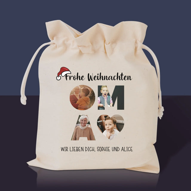 Buchstaben-Collage: Frohe Weihnachten Oma - Tee-Geschenkset