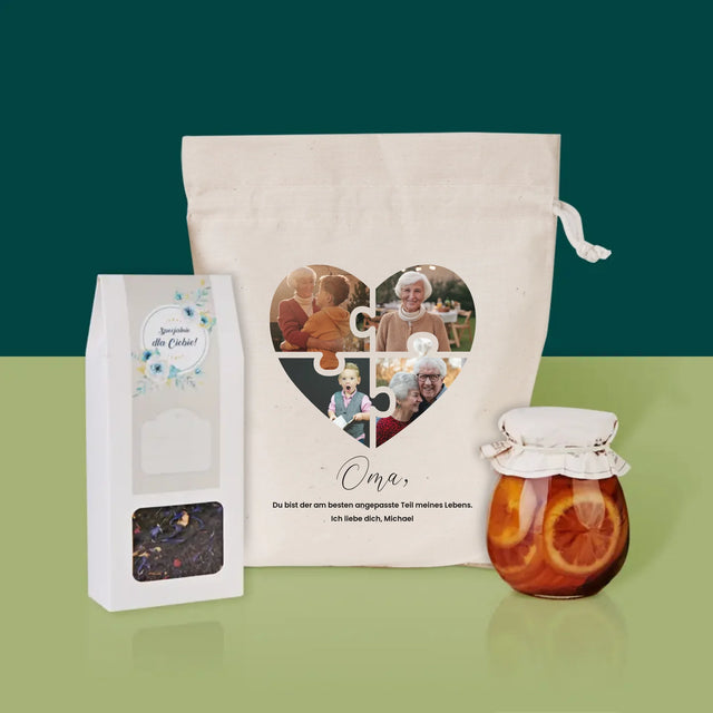 Fotocollage: Puzzleherz Für Oma - Tee-Geschenkset
