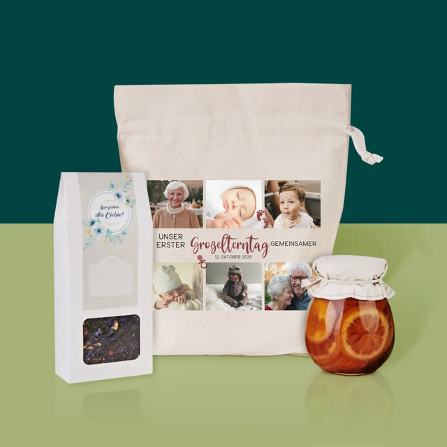 Fotocollage: Das Ist Unser Erster Großelterntag. - Tee-Geschenkset