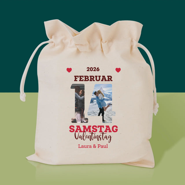 Buchstaben-Collage: Valentinstag-Kalenderkarte - Tee-Geschenkset