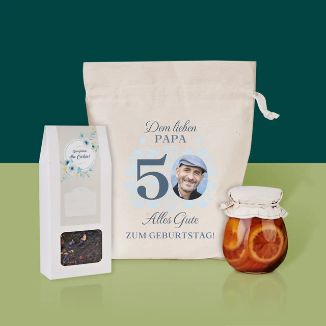 Foto Und Unterschrift: Dem Lieben Papa Zum 50. Geburtstag - Tee-Geschenkset