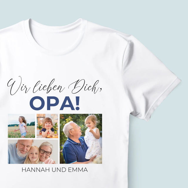 Fotocollage: Wir Lieben Dich, Opa! - T-Shirt Für Herren