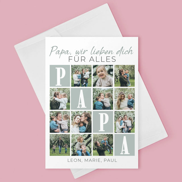 Fotocollage: Papa, Wir Lieben Dich Für Alles. - Glückwunschkarte