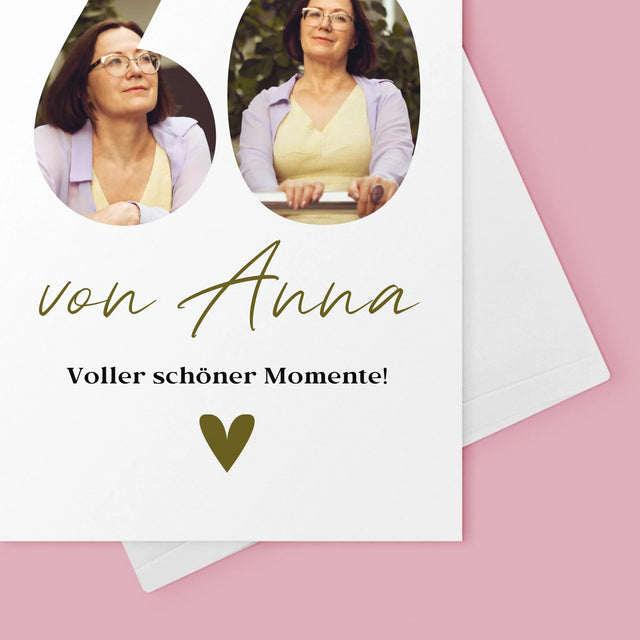 Buchstaben-Collage: 60. Geburtstag Voller Schöner Momente - Glückwunschkarte