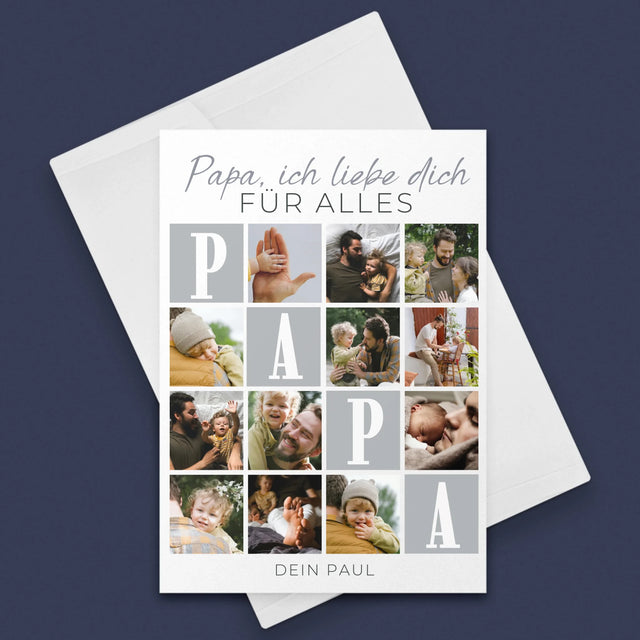 Fotocollage: Papa, ich liebe dich für alles - Grußkarte | DE