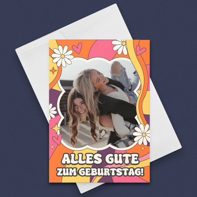 Foto Und Unterschrift: Alles Gute Groovy - Glückwunschkarte