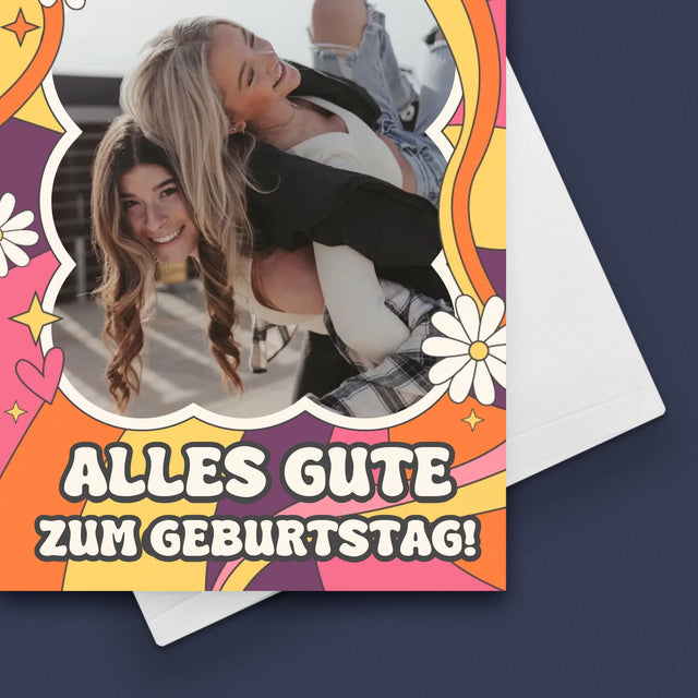 Foto Und Unterschrift: Alles Gute Groovy - Glückwunschkarte