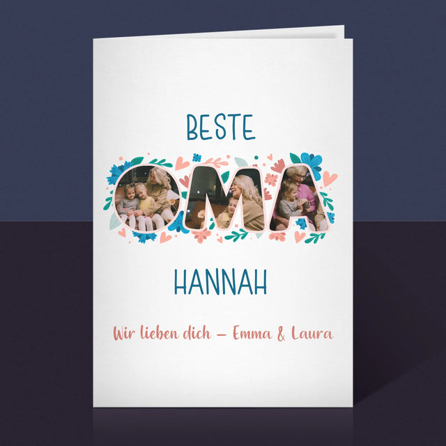 Buchstaben-Collage: Beste Oma - Glückwunschkarte