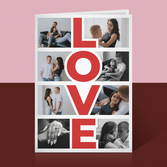 Fotocollage: Das Wort „Love“ - Glückwunschkarte