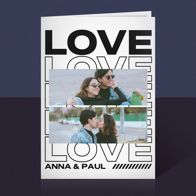 Fotocollage: Aufschrift „Love“ - Glückwunschkarte