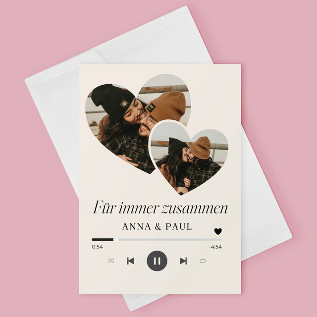 Fotocollage: Spotify Herzen - Glückwunschkarte
