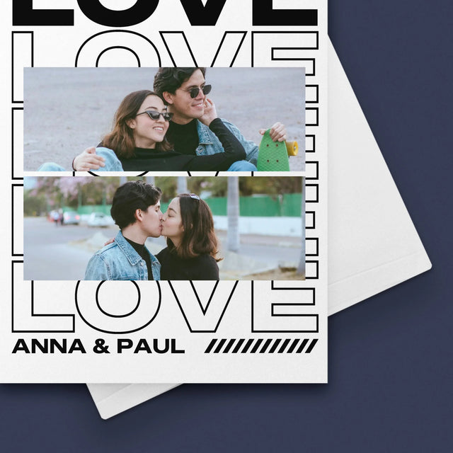 Fotocollage: Aufschrift „Love“ - Glückwunschkarte