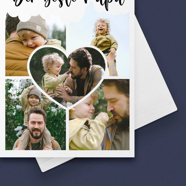 Fotocollage: Der Beste Papa – Ein Bild Im Herzen - Glückwunschkarte