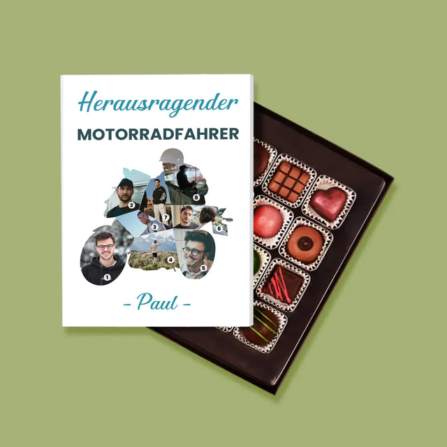 Form-Collage: Herausragender Motorradfahrer - Pralinen