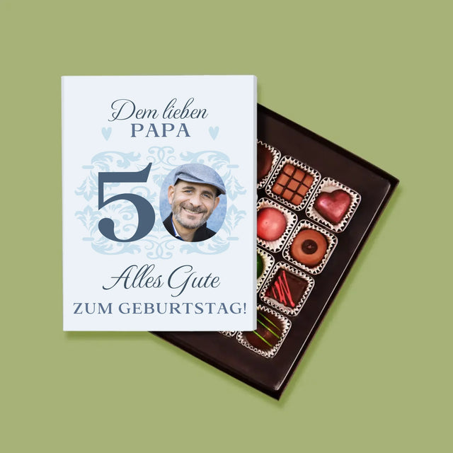 Foto Und Unterschrift: Dem Lieben Papa Zum 50. Geburtstag - Pralinen