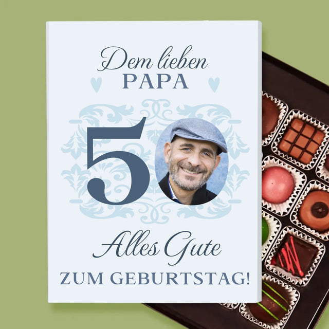 Foto Und Unterschrift: Dem Lieben Papa Zum 50. Geburtstag - Pralinen