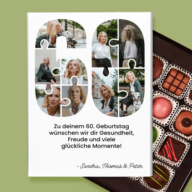 Form-Collage: 60. Geburtstag Puzzle - Pralinen