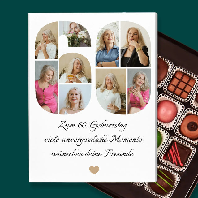 Form-Collage: 60. Geburtstag Glückwünsche - Pralinen