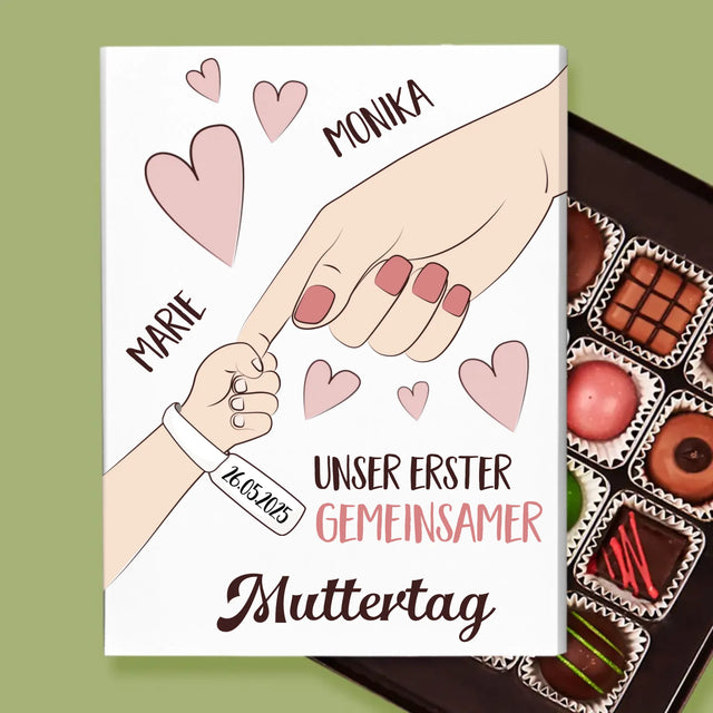 Name und Unterschrift: Erster gemeinsamer Muttertag – Personalisierte Pralinen | DE