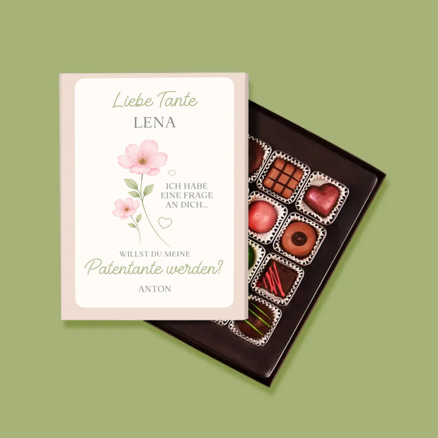Name Und Unterschrift: Tante, Willst Du Meine Patentante Werden Blumen - Pralinen