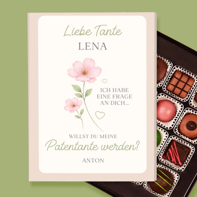 Name Und Unterschrift: Tante, Willst Du Meine Patentante Werden Blumen - Pralinen