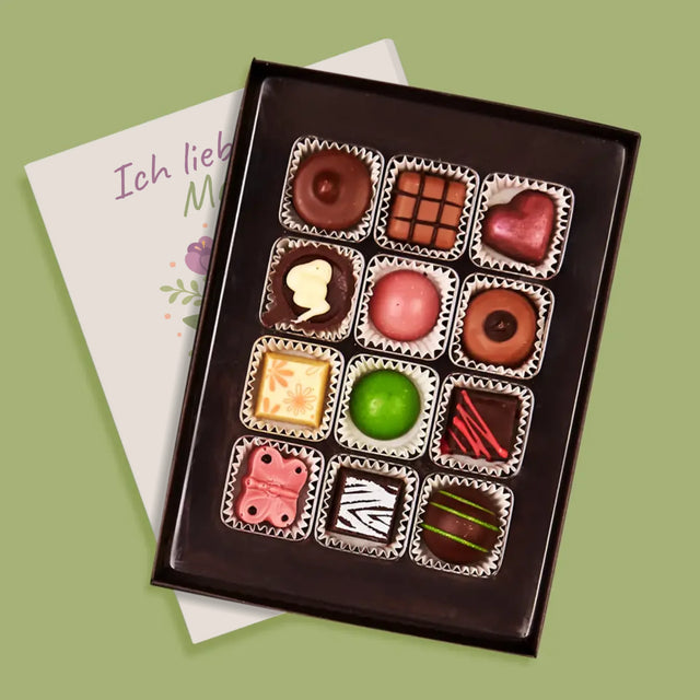 Foto Und Unterschrift: Ich Liebe Dich, Mama, Blumen - Pralinen