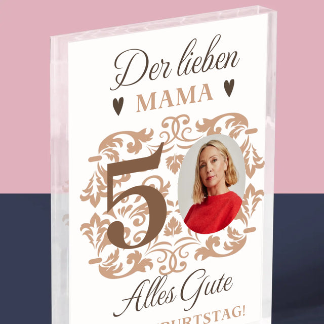 Foto Und Unterschrift: Der Lieben Mama Zum 50. Geburtstag - Acrylblock