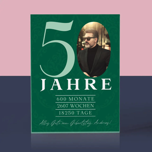 Foto Und Unterschrift: 50 Jahre Countdown - Acrylblock