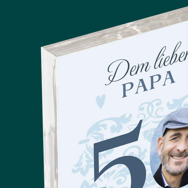 Foto Und Unterschrift: Dem Lieben Papa Zum 50. Geburtstag - Acrylblock