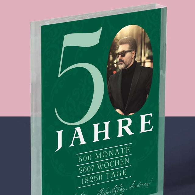 Foto Und Unterschrift: 50 Jahre Countdown - Acrylblock