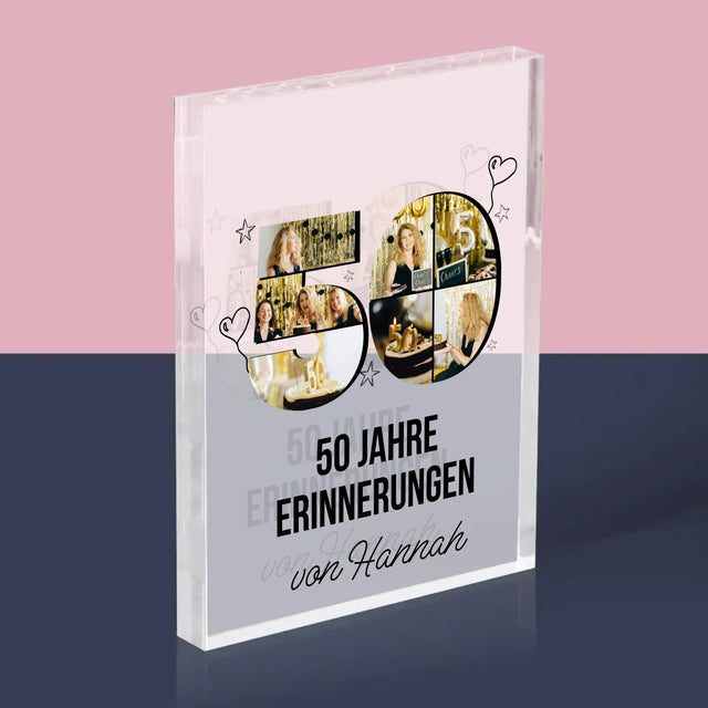 Form-Collage: 50 Jahre Erinnerungen - Acrylblock