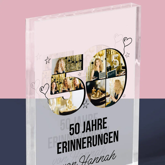 Form-Collage: 50 Jahre Erinnerungen - Acrylblock