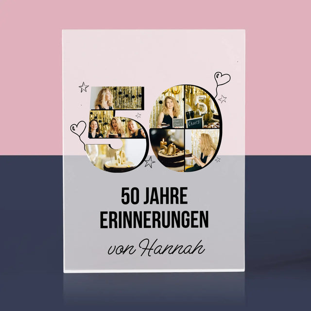 Form-Collage: 50 Jahre Erinnerungen - Acrylblock