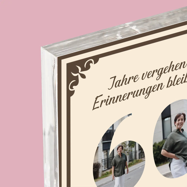 Buchstaben-Collage: Die Jahre Vergehen - Acrylblock