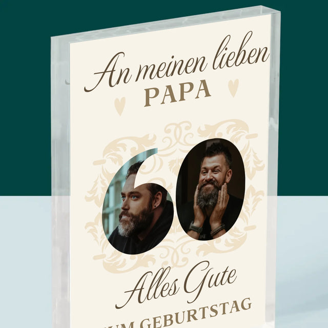 Buchstaben-Collage: An Meinen Lieben Papa Zum 60. Geburtstag - Acrylblock