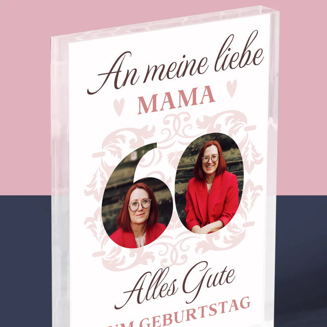 Buchstaben-Collage: An Meine Liebe Mama Zum 60. Geburtstag - Acrylblock