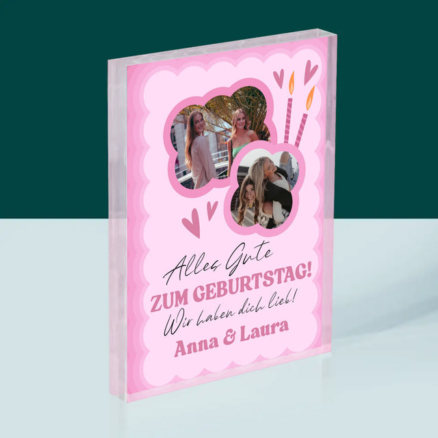 Fotocollage: Rosa Geburtstag - Acrylblock
