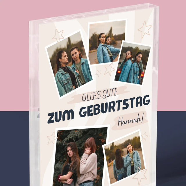 Fotocollage: Alles Gute Zum Geburtstag Sterne - Acrylblock