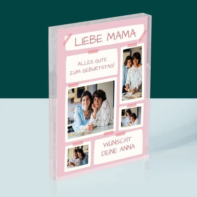 Fotocollage: Liebe Mama, Alles Gute Zum Geburtstag! - Acrylblock