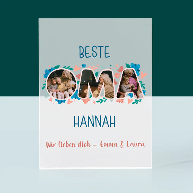 Buchstaben-Collage: Beste Oma - Acrylblock