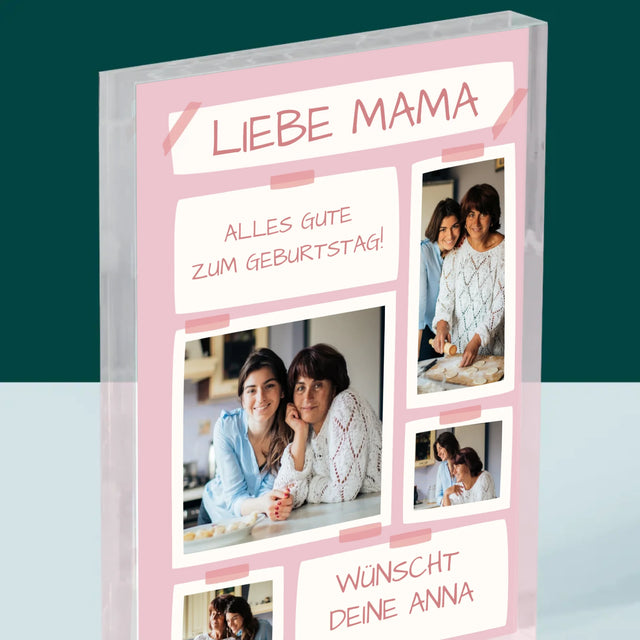 Fotocollage: Liebe Mama, Alles Gute Zum Geburtstag! - Acrylblock