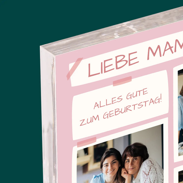 Fotocollage: Liebe Mama, Alles Gute Zum Geburtstag! - Acrylblock