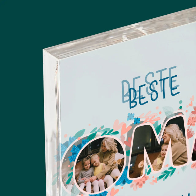 Buchstaben-Collage: Beste Oma - Acrylblock