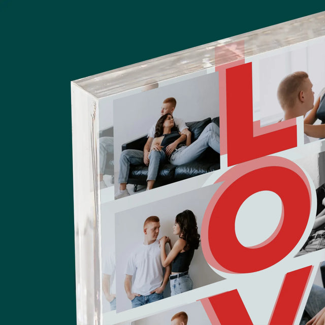 Fotocollage: Das Wort „Love“ - Acrylblock