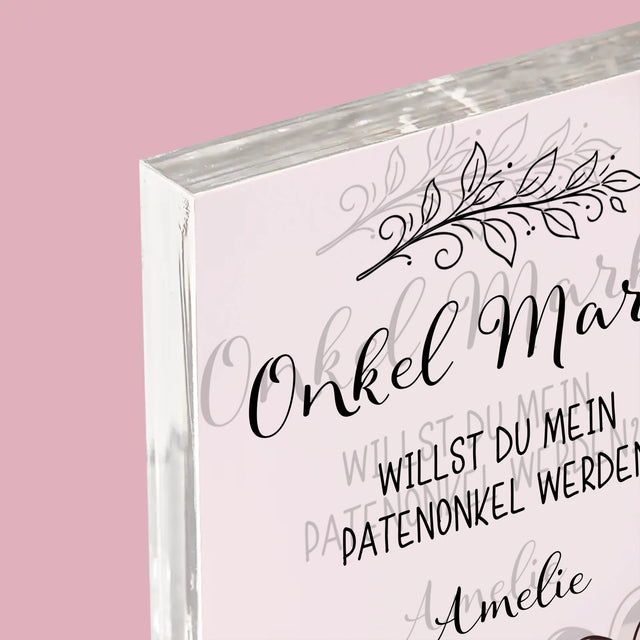 Foto Und Unterschrift: Patenonkel Kind Händchen - Acrylblock