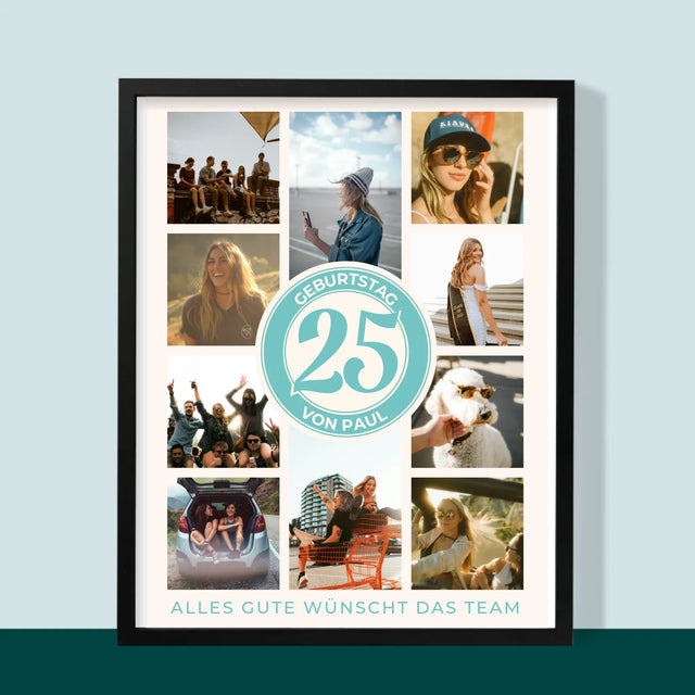 Fotocollage: 25 Geburtstag - Druck Mit Rahmen 30X40