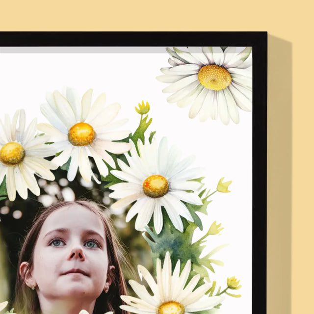 Foto Und Unterschrift: Andenken An Die Erstkommunion Gänseblümchen - Druck Mit Rahmen 30X40