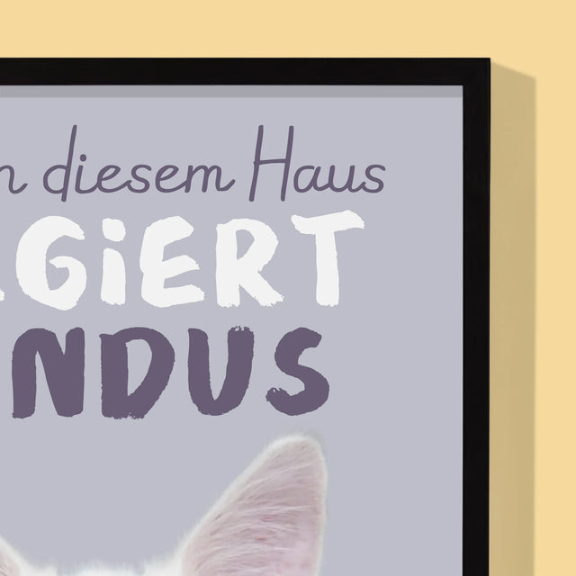 Foto Und Unterschrift: Dieses Haus Wird Vom Haustier Regiert - Druck Mit Rahmen 30X40